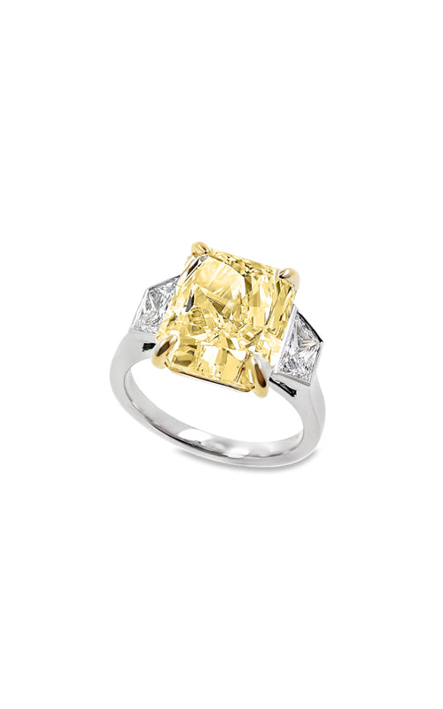 Ashley Lauren 14k White Gold and Yellow Gold 6.04ct W-XR SI1 Radiant .56ctw Brilliant Trapezoid 3-Stone Diamond Engagement Ring ER12782-RA602A/V121465