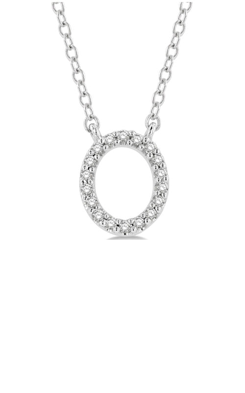 Albert's 10k White Gold .05ctw Diamond Letter O Necklace LJ212599TSPDWG-O