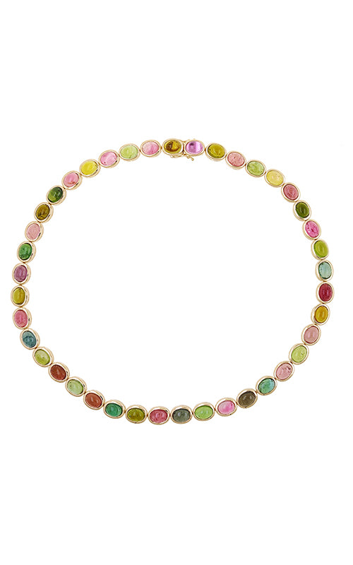 Ashley Lauren 14k Yellow Gold 16" 60.79ctw Oval Multistone Tourmaline Necklace N1624-14Y/MIX OV TOUR