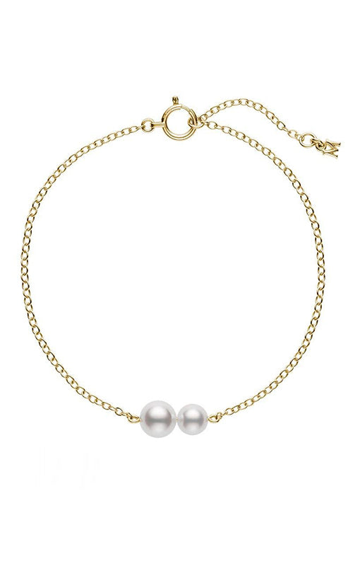 Mikimoto 18k Yellow Gold 7" Akoya Cultured 5-6mm A+ Pearl Station Bracelet MDQ10055AXXK