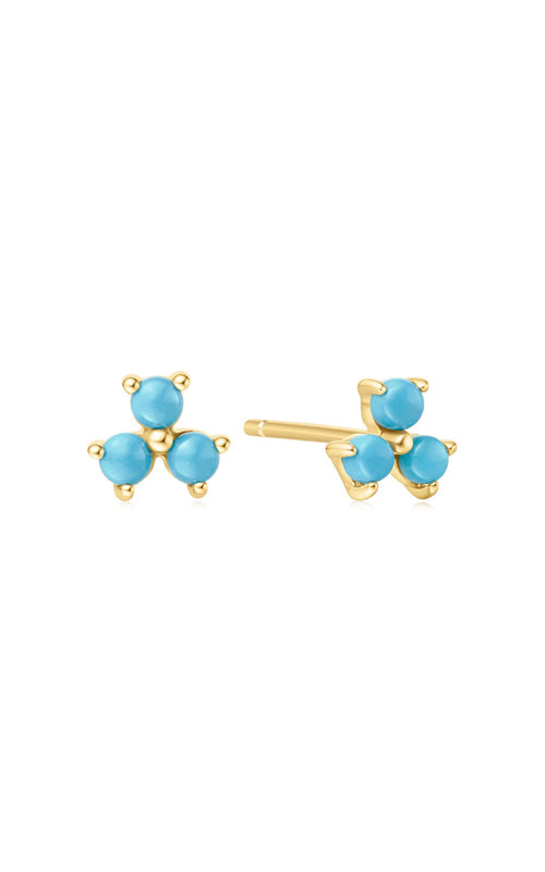 Ania Haie Sterling Gold Plated Lab Created Turquoise Lotus Stud Earrings E063-04G