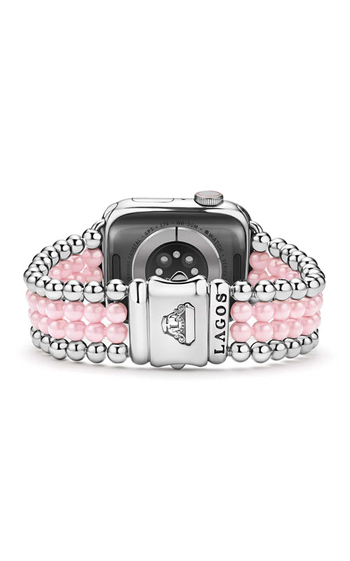 LAGOS Stainless Steel Pink Caviar Ceramic 32mm Watch Band - Size 7