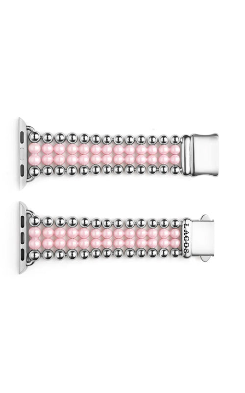 LAGOS Stainless Steel Pink Caviar Ceramic 32mm Watch Band - Size 7