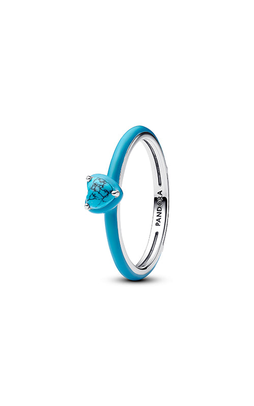 Pandora Turquoise-coloured Heart Stone Ring  193828C01-52