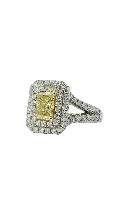 Albert's Halo Radiant 18K White Gold Engagement Ring