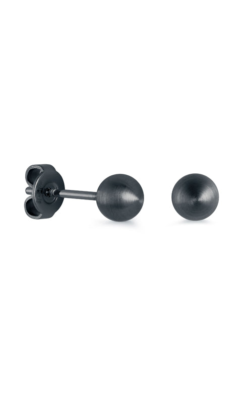 Italgem Unisex Stainless Steel Black IP 5mm Brushed Ball Stud Earrings SEA321-B
