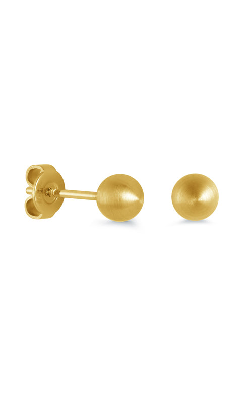 Italgem Unisex Stainless Steel Gold IP 6mm Brushed Ball Stud Earrings SEA323-G
