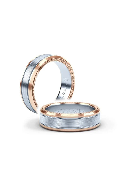 Verragio 14K White & Rose Gold Men’s Wedding Band VW-7010/03