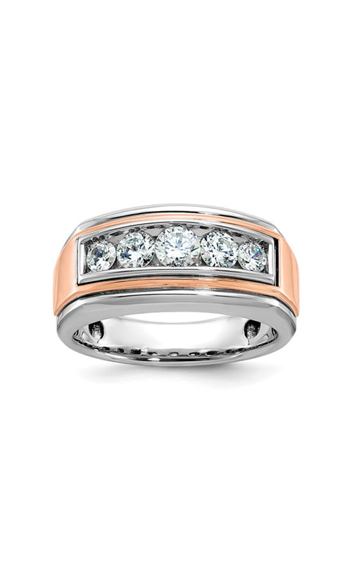 Albert’s Men’s 14K White & Rose Gold 1.00CTW Round Diamond Wedding Band B64035-4WRBB