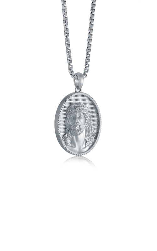 Italgem Stainless Steel 22" Oval Jesus Necklace SP440