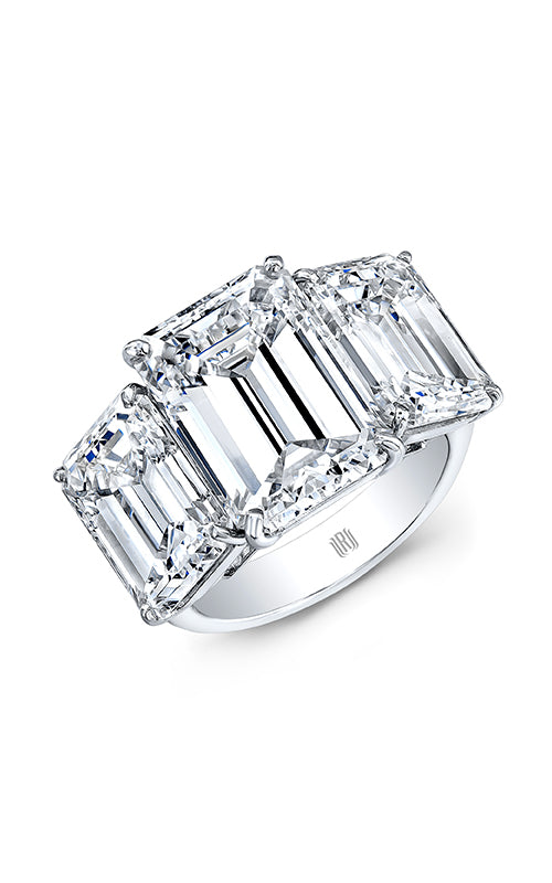Rahaminov Platinum Three Stone 6.21CT Center Emerald Cut 4.06CTW Side Emerald Cut Diamond Engagement Ring FL-4156