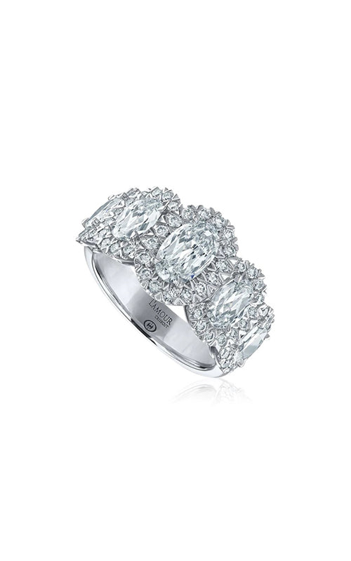 Christopher Designs 18K White Gold 1.63CTW L'Amour Crisscut Oval Diamonds and .65CTW Round Diamond Wedding Band L204G-5-LOV150