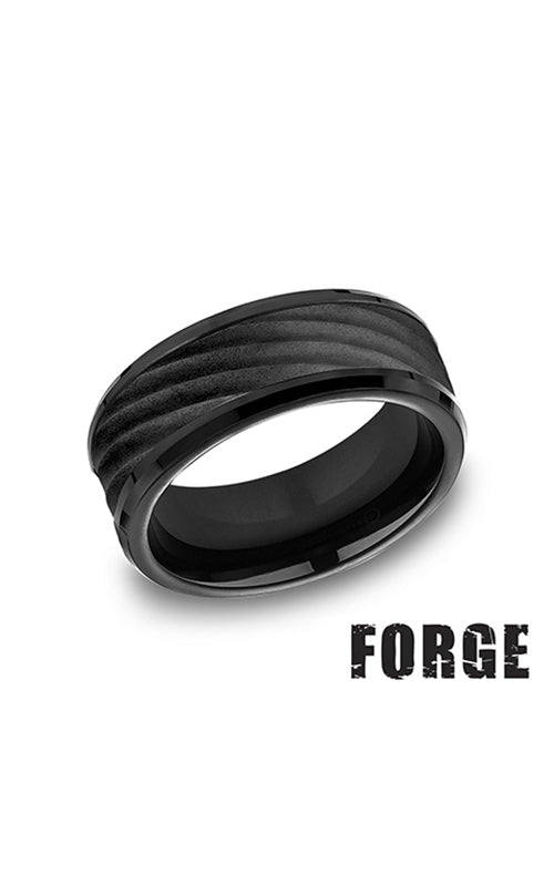 Benchmark Men's Forge Titanium 8MM Raised Swirl Wedding Band Size 10 CF108744BKT10