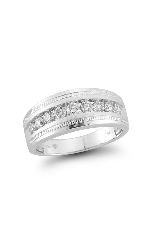 Albert's Men's 14K White Gold 1.00CTW Round Diamond Milgrain Wedding Band RB0251