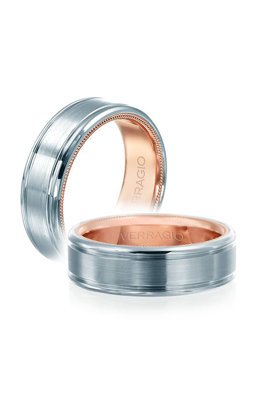 Verragio Men's 14K White & Rose Gold Wedding Band VW-7010-RW