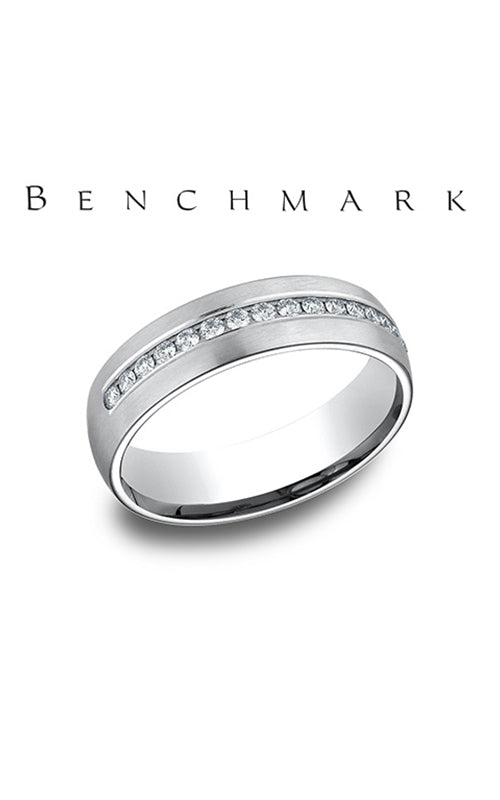 Benchmark Men's 14K White Gold 6MM .32CTW Round Diamond Comfort Fit Wedding Band CF51653214KW10