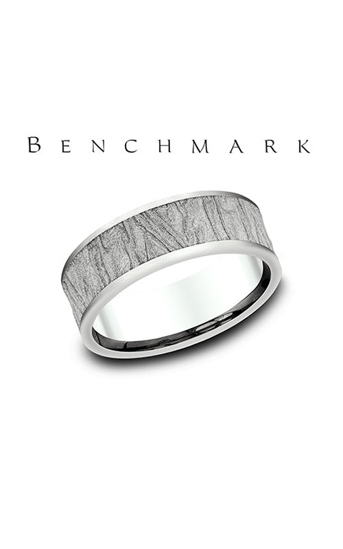 Benchmark Men's 14K White Gold 7MM Fabric Flow Wedding Band Size 10 CF84763514KW10