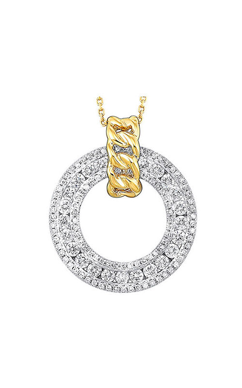 Albert's 14k White and Yellow Gold .75ctw Diamond Circle Pendant PD10357-4WYC CO