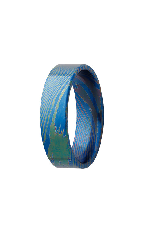 Heavy Stone Men's Moku-Titanium Blue/Purple Flat Polished Wedding Band Size 10 K6MK101-10
