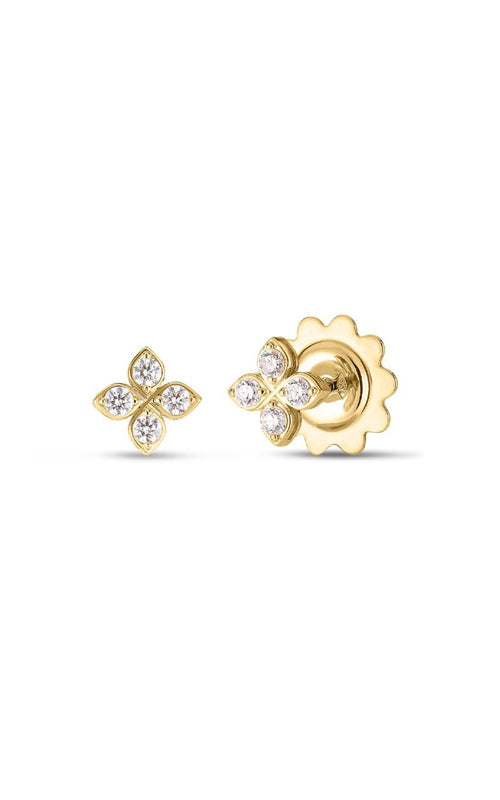 Roberto Coin 18k Yellow Gold Love In Verona Small Diamond Pave Flower Stud Earrings 7773657AYERX