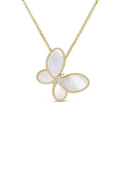 Roberto Coin 18k Yellow Gold .07ctw Diamond 1.85ctw Mother of Pearl Butterfly Necklace 7773720AJCHM