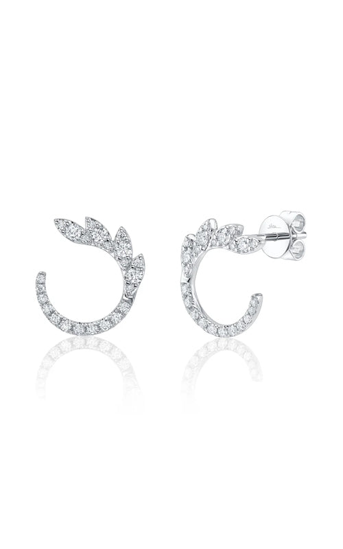 Shy Creation 14k White Gold .39ctw Round Diamond Leaf Stud Earrings SC55028364