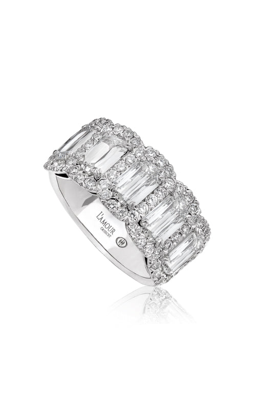 Christopher Designs 18k White Gold 1.62ct L’Amour Crisscut Diamonds and 54 Round Diamond .58ct G SI1 Wedding Band L204-5-175