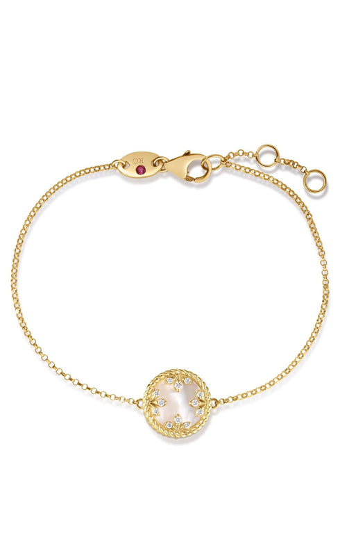 Roberto Coin 18K Yellow Gold Venetian Medallions .05ctw Diamond And 2ctw Mother Of Pearl 7" Reversible Bracelet 8883626AYLBXM