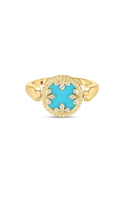 Roberto 18K Yellow Gold Turquoise, Mother of Pearl, Diamond Ring