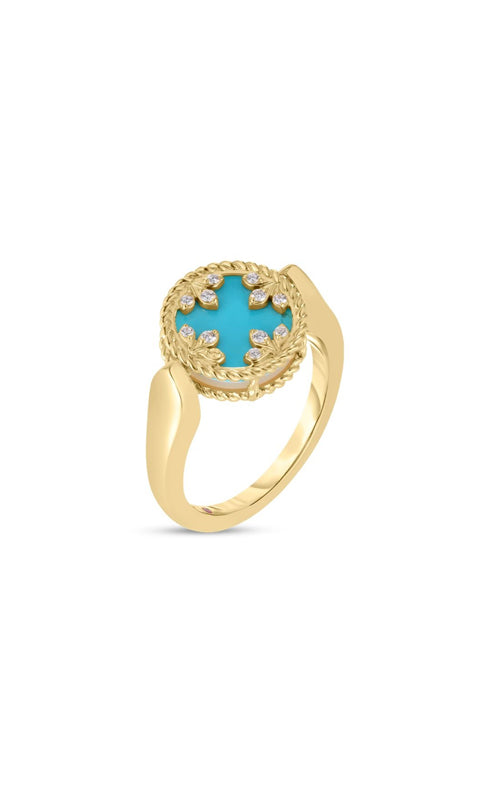 Roberto 18K Yellow Gold Turquoise, Mother of Pearl, Diamond Ring