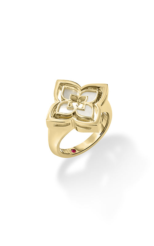 Roberto Coin 18k Yellow Gold Venetian Princess 1.35ctw Mother of Pearl and .10ctw Diamond Reversible Ring - SIZE 6.5 - 8883692AY65XP