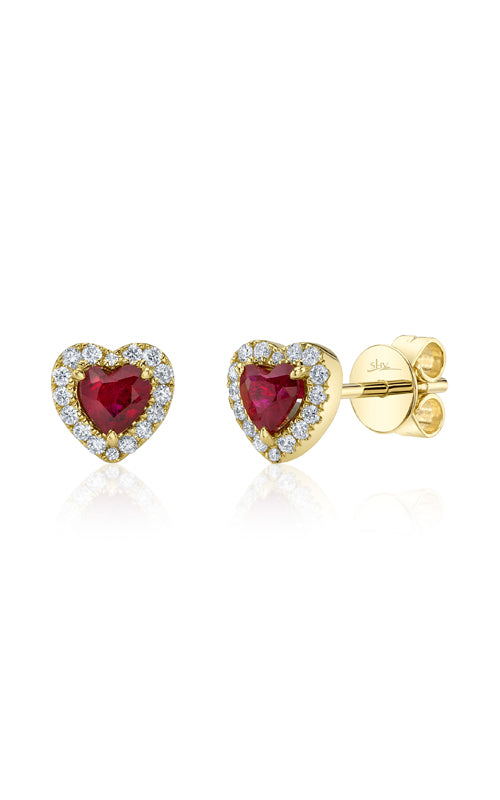 Shy Creation Stud Ruby, Diamond Earring