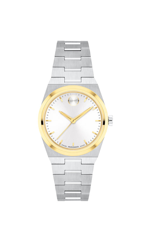 Movado Ladies' Bold Quest Mini Two Tone 28mm Silver Dial Watch 3601291