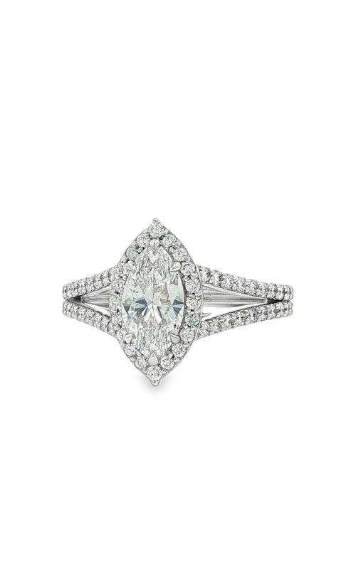 Albert's 14K White Gold 1.04CT Marquise with .66CTW Melee Halo/Split Shank Engagement Ring 479724B
