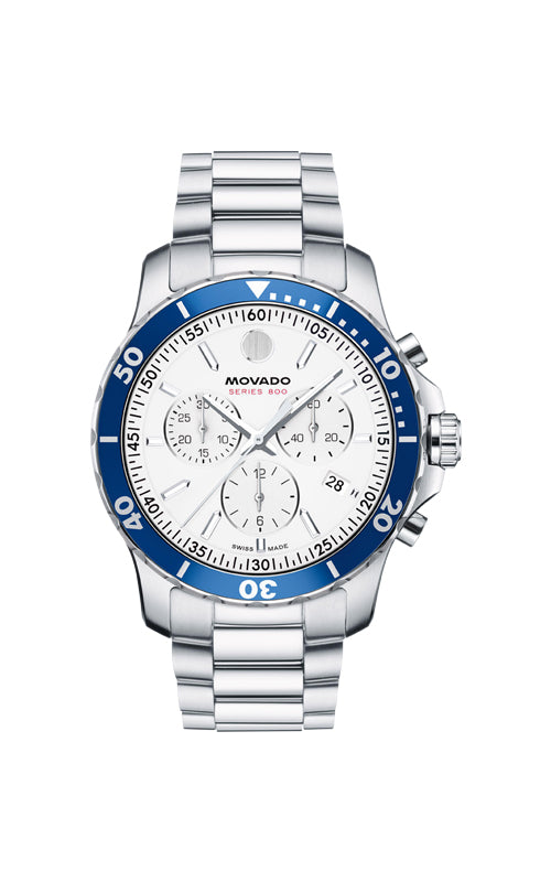 Movado Men's Series 800 42mm Chrono White Dial Watch 2600195