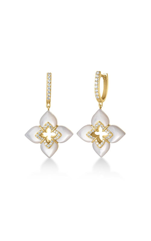 Roberto Coin 18k Yellow Gold 6ctw Mother of Pearl and .30ctw Round Diamond Venetian Princess Dangle Earrings 8883529AYERXM