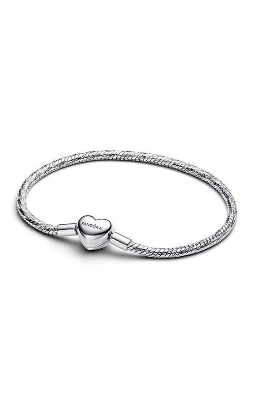 Pandora Heart Clasp Faceted Snake Chain Bracelet 594236C00-16