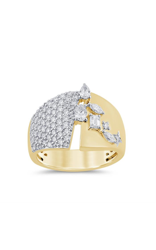 Albert's 18k Yellow Gold 1.01ctw Emerald, Oval, Pear ad Round Cocktail Ring SRG25164ILCY