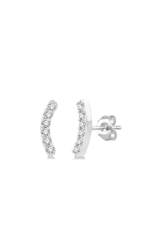 Albert's 10k White Gold 1/10ctw Diamond Curved Bar Earrings LJ222618TSERWG