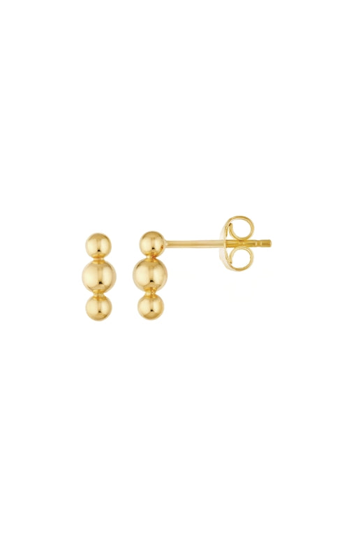 Albert's 14 Yellow Gold Linear Trio Bead Stud Earrings MF045131-14Y