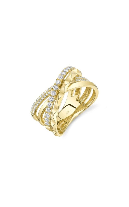 Shy Creation Cocktail Ring 14K Yellow Gold Diamond Ring