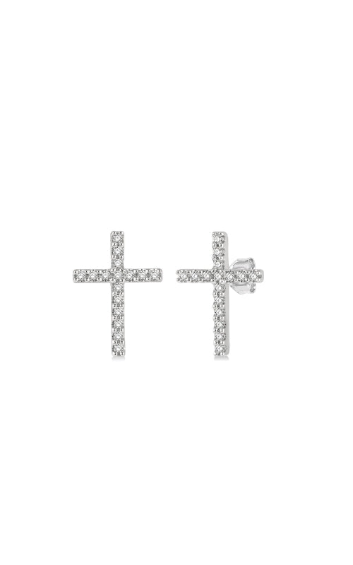 Albert's Religious 10K White Gold Diamond Earring