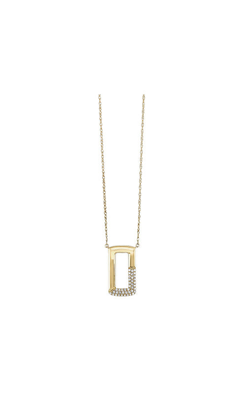 Albert's 10k Yellow Gold 18" 1/8tw I1 Open Rectangle Pendant PD37477-1YSC CO
