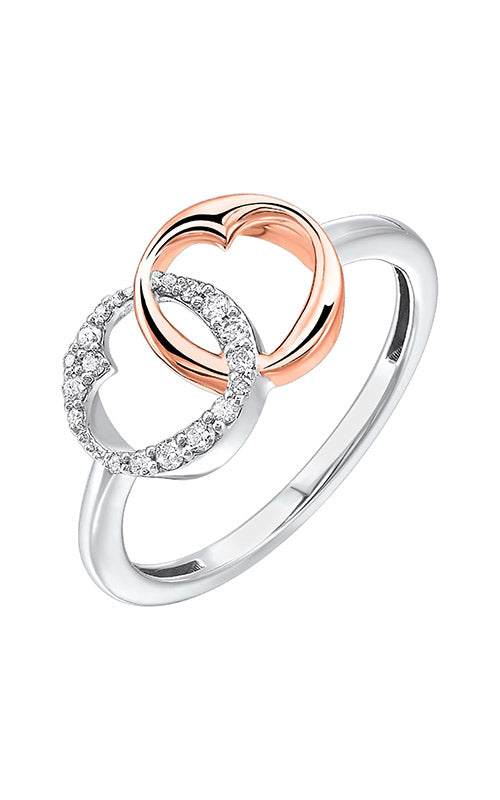 Albert's Sterling Silver/Rose Gold 1/10ctw Double Diamond Heart Ring RG11748-1PSSD CO