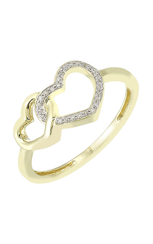 Albert's 10k Yellow Gold 1/15ctw Diamond Double Heart Ring RG15245-1YC CO