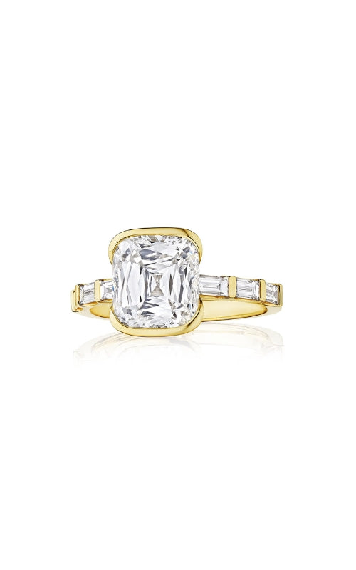 Ashley Lauren 14k Yellow Gold 3.03 Carat Cushion & .41 Carat tw Baguette Diamond Ring ER12762-C305A