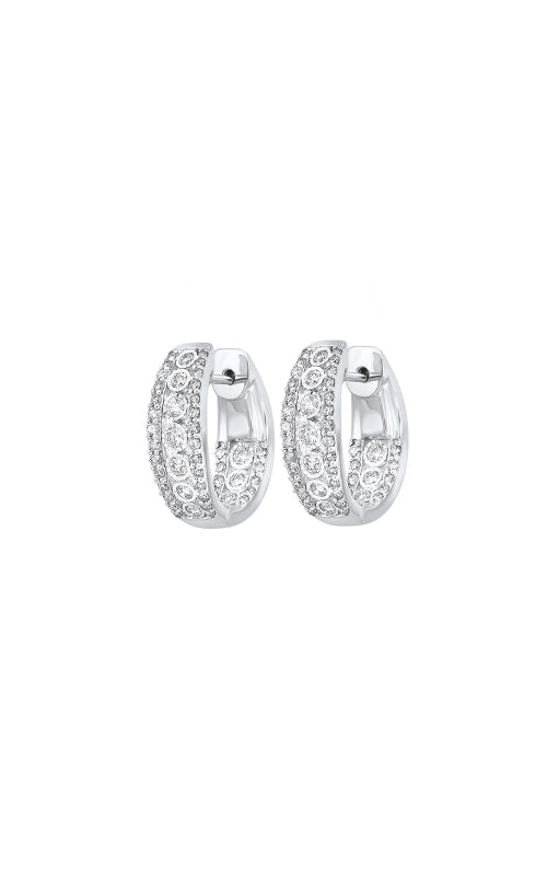 Closeout Hoop 14K White Gold Diamond Earring