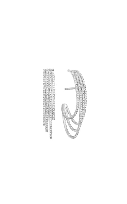 Closeout Hoop 10K White Gold Diamond Earring
