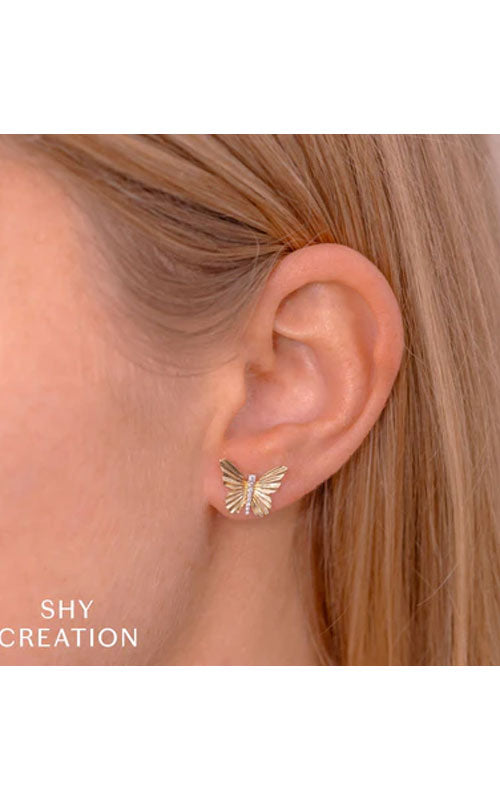 Shy Creation Stud 14K Rose Gold Diamond Earring