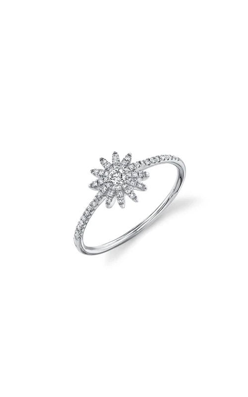 Shy Creation 14 Karat White Gold .20CTW Round Diamond Starburst Ring Finger Size 7 SC55004889